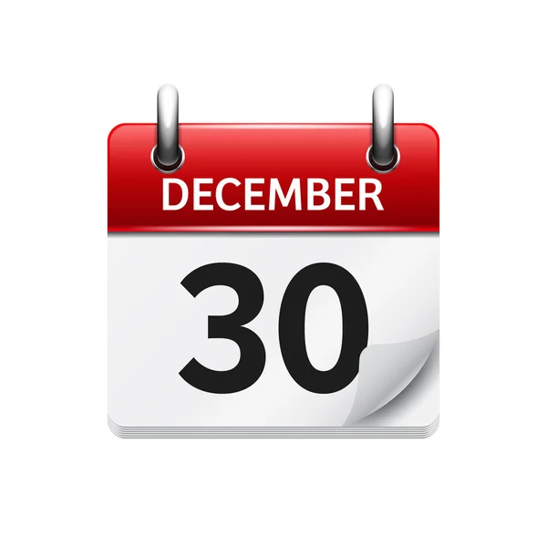 December  30. Vector flat daily calendar icon. Date and time, day, month. Holiday. — Stock Vector