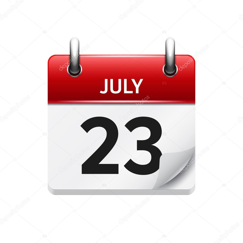 July  23. Vector flat daily calendar icon. Date and time, day, month. Holiday.