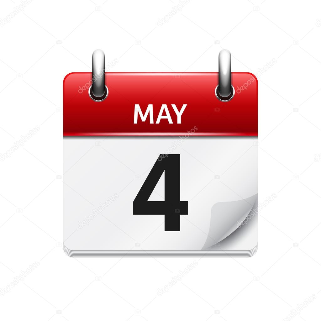 May  4. Vector flat daily calendar icon. Date and time, day, month. Holiday.