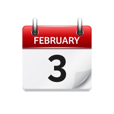 February 3. Vector flat daily calendar icon. Date and time, day, month. Holiday.