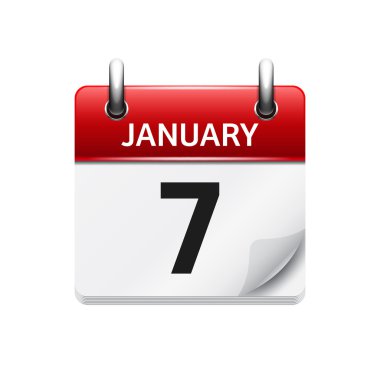 January 7. Vector flat daily calendar icon. Date and time, day, month. Holiday.