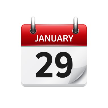 January 29. Vector flat daily calendar icon. Date and time, day, month. Holiday.