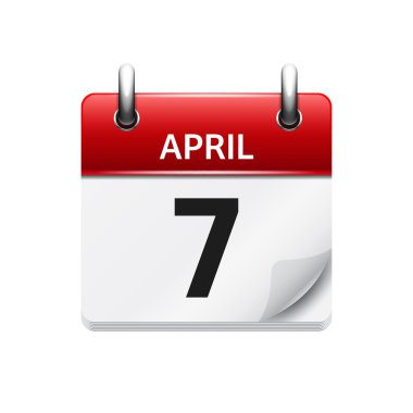 April 7. Vector flat daily calendar icon. Date and time, day, month. Holiday.