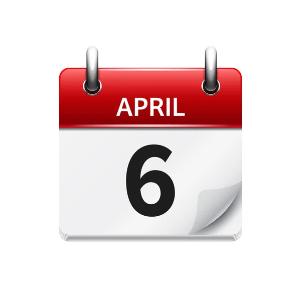 April 6. Vector flat daily calendar icon. Date and time, day, month. Holiday. — Διανυσματικό Αρχείο