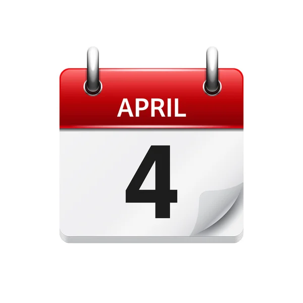 April 4. Vector flat daily calendar icon. Date and time, day, month. Holiday. — Διανυσματικό Αρχείο