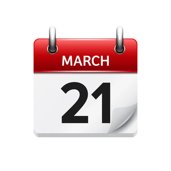 March 21. Vector flat daily calendar icon. Date and time, day, month. Holiday. — Stok Vektör