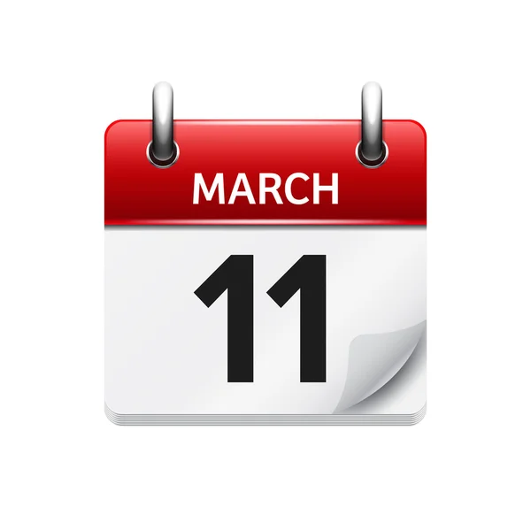 March 11. Vector flat daily calendar icon. Date and time, day, month. Holiday. — Wektor stockowy