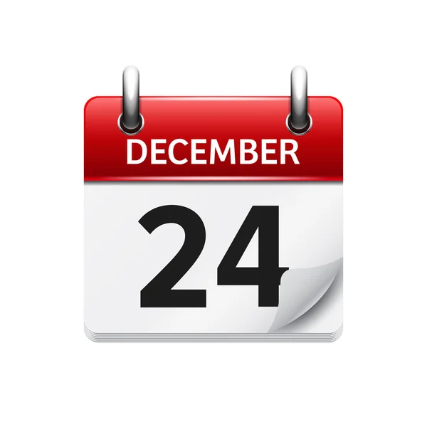 24 grudnia. Wektorowa płaska ikona kalendarza dziennego. Data i godzina, dzień, miesiąc. Holiday. — Wektor stockowy
