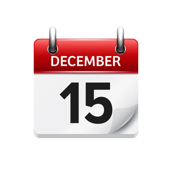 15 Desember. Ikon kalender rata rata vektor harian. Tanggal dan waktu, hari, bulan. Liburan . - Stok Vektor
