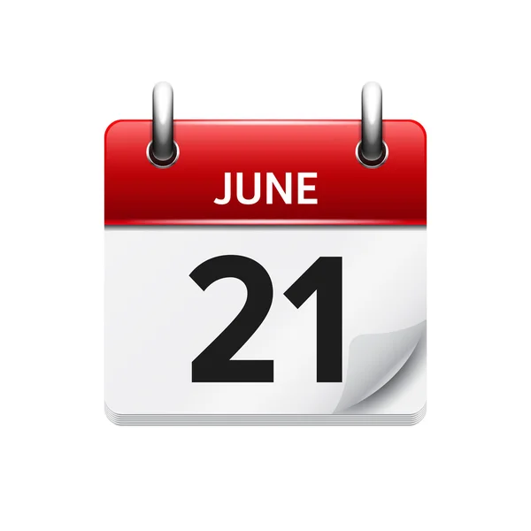 June 21 . Vector flat daily calendar icon. Date and time, day, month. Holiday. — Stok Vektör