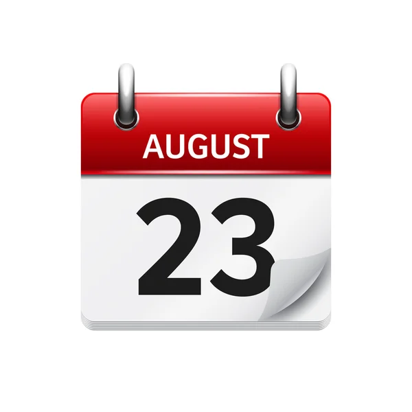 23 de agosto. Vector plano icono de calendario diario. Fecha y hora, día, mes. Vacaciones . — Archivo Imágenes Vectoriales