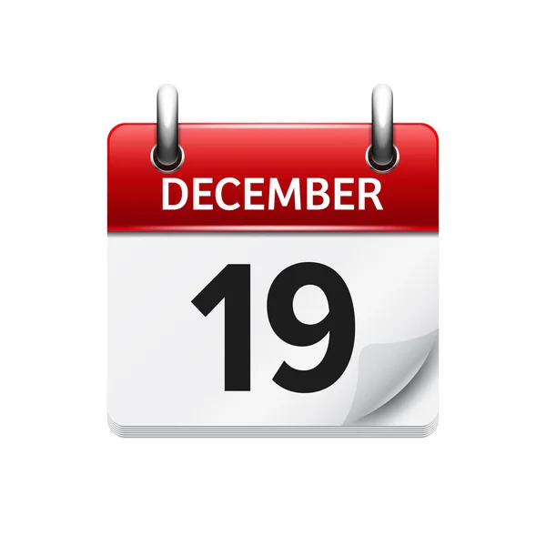 19 décembre. Icône vectorielle du calendrier quotidien plat. Date et heure, jour, mois. Vacances . — Image vectorielle
