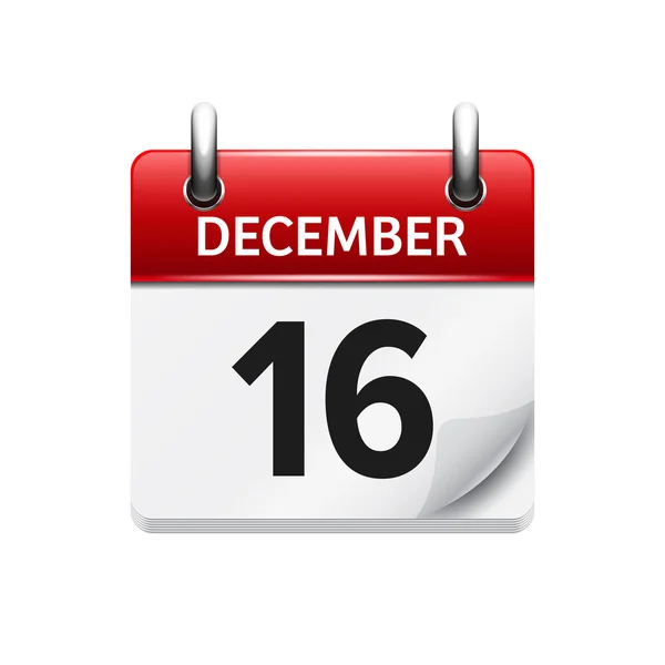 16. Dezember Vektor flaches Kalendersymbol. Datum und Uhrzeit, Tag und Monat. Urlaub. — Stockvektor