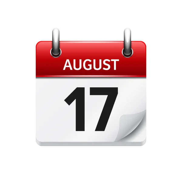 8月17日。矢量平面每日日历图标。日期和时间，天，月。假期. — 图库矢量图片