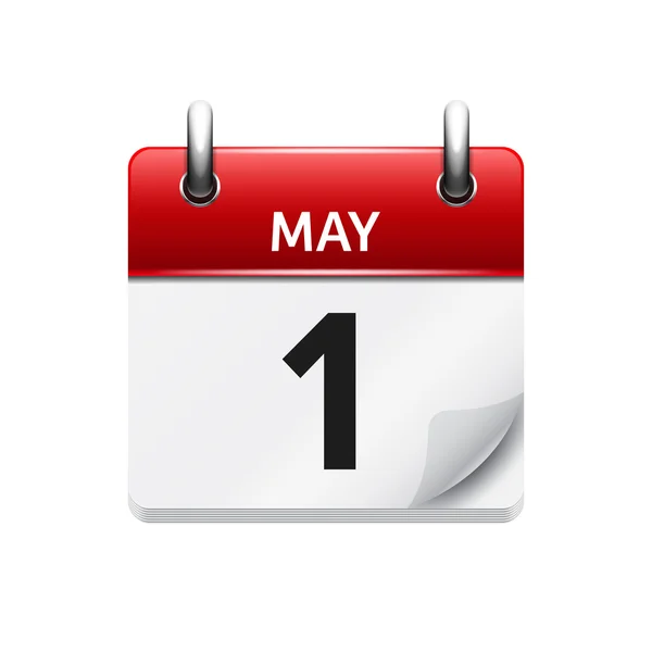 1 Μαΐου. Διάνυσμα ημερολόγιο εικονίδιο επίπεδη καθημερινά. Ημερομηνία και ώρα, ημέρα, μήνα. Ενοικιαζόμενα. — Διανυσματικό Αρχείο