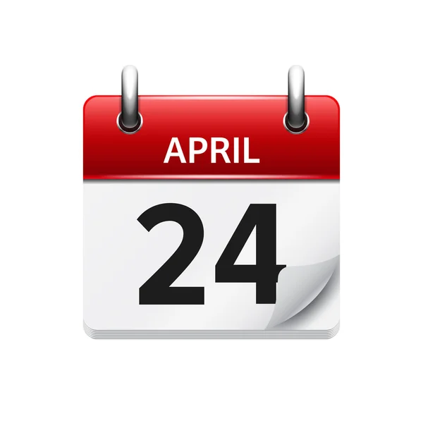 24. April Vektor flaches Kalendersymbol. Datum und Uhrzeit, Tag und Monat. Urlaub. — Stockvektor