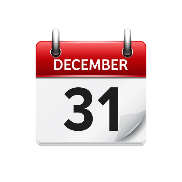 31 grudnia. Wektorowa płaska ikona kalendarza dziennego. Data i godzina, dzień, miesiąc. Holiday. — Wektor stockowy