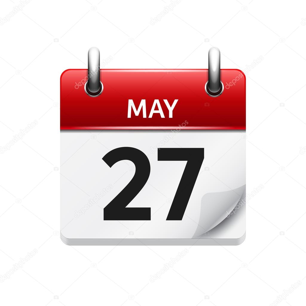 May 27 . Vector flat daily calendar icon. Date and time, day, month. Holiday.