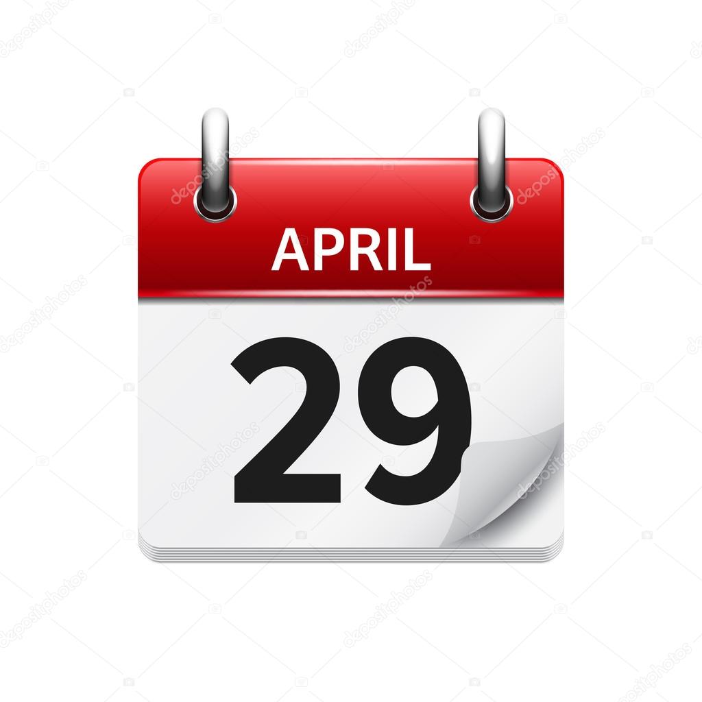 April 29. Vector flat daily calendar icon. Date and time, day, month. Holiday.