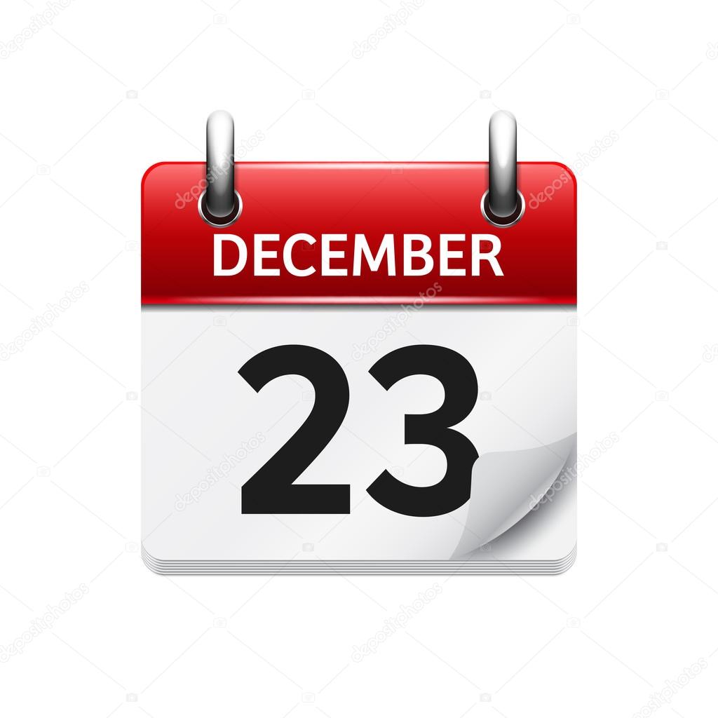 December  23. Vector flat daily calendar icon. Date and time, day, month. Holiday.