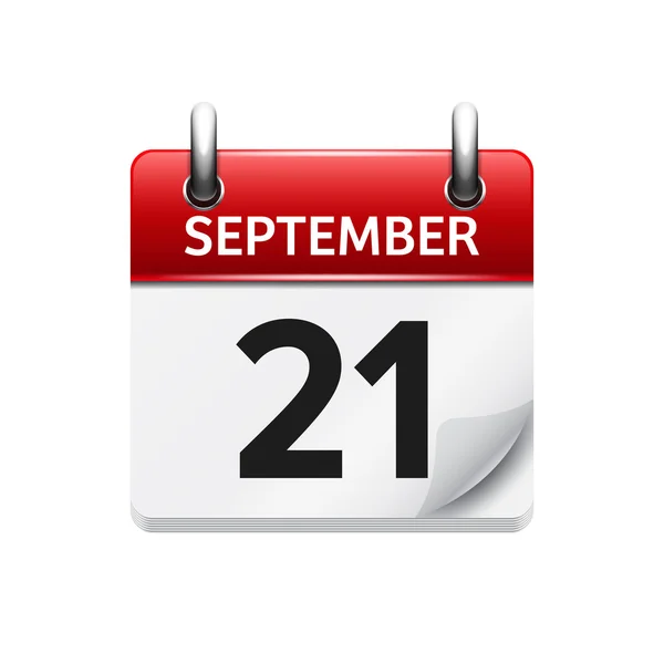 Szeptember 21. Vektor lakás napi naptári ikonra. Dátum és idő, nap, hónap. Holiday. — Stock Vector