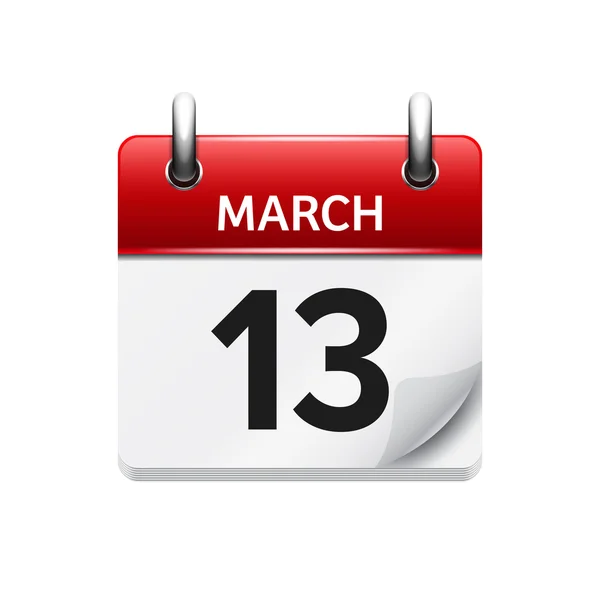 March 13. Vector flat daily calendar icon. Date and time, day, month. Holiday. — Stok Vektör