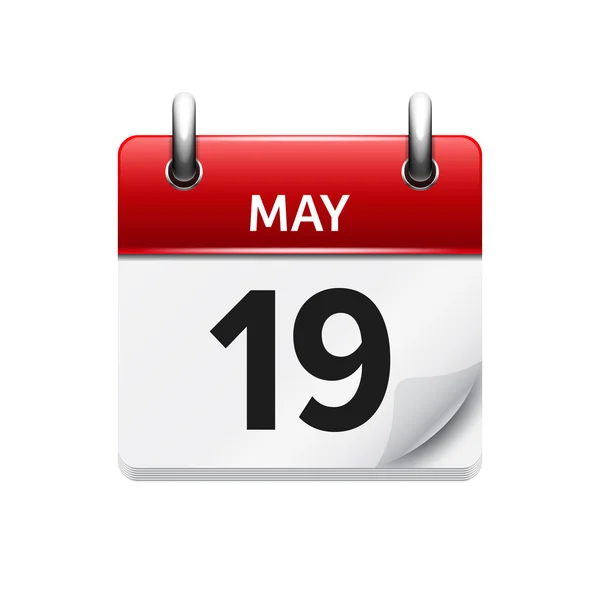 19 мая. Векторный плоский ежедневный календарь. Дата и время, день и месяц. Праздник . — стоковый вектор