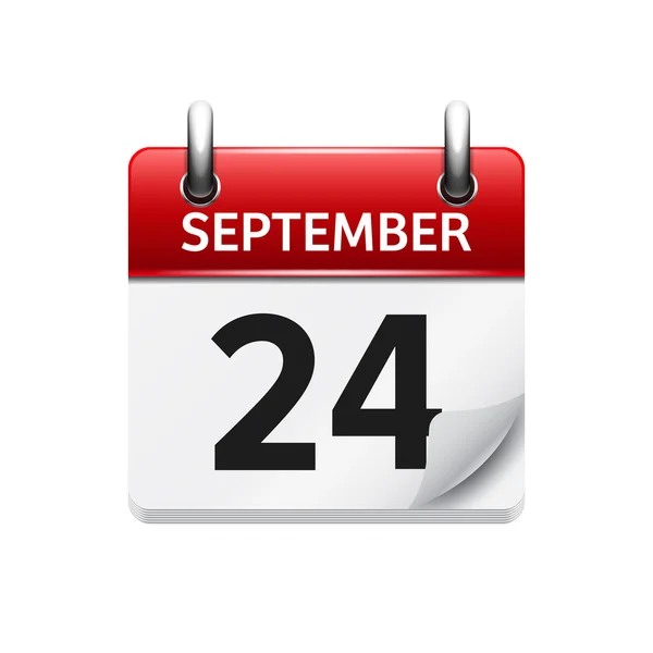 24 de septiembre. Vector plano icono de calendario diario. Fecha y hora, día, mes. Vacaciones . — Vector de stock
