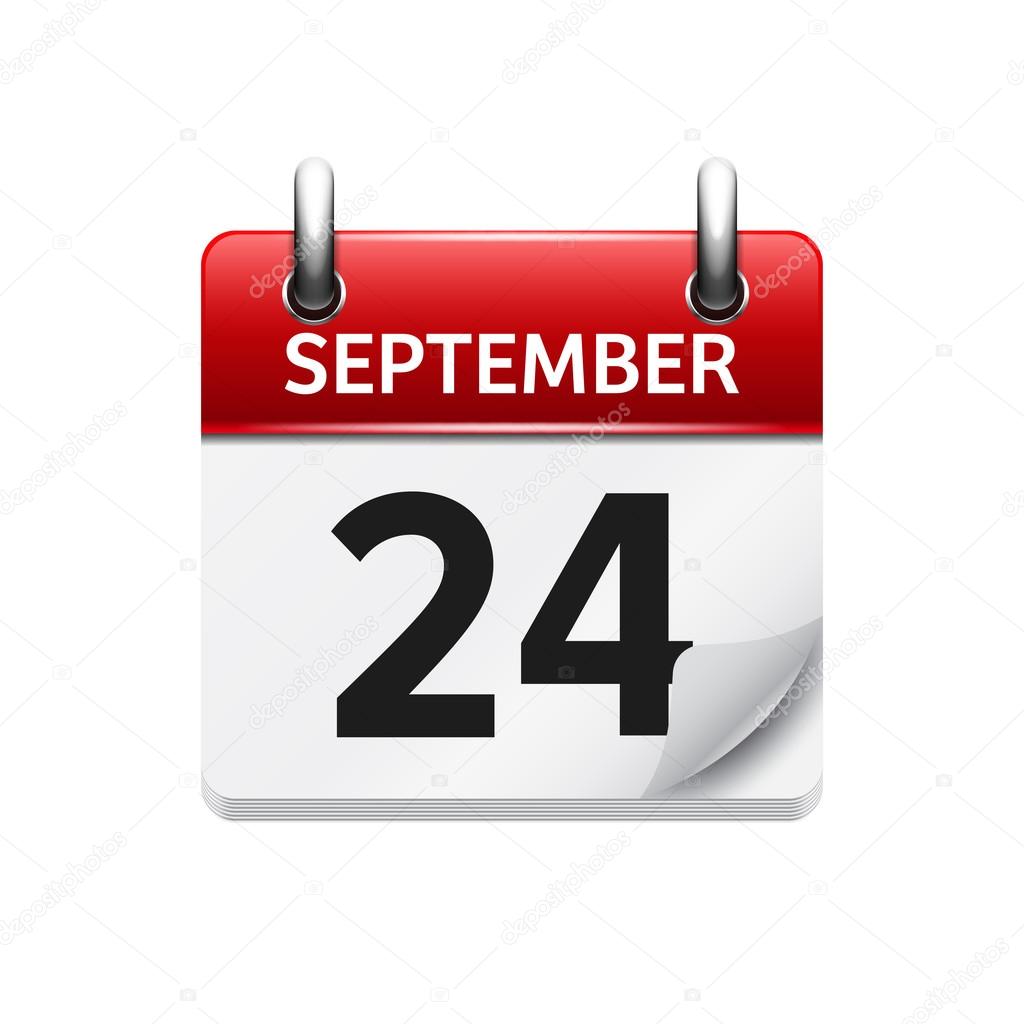 September 24. Vector flat daily calendar icon. Date and time, day