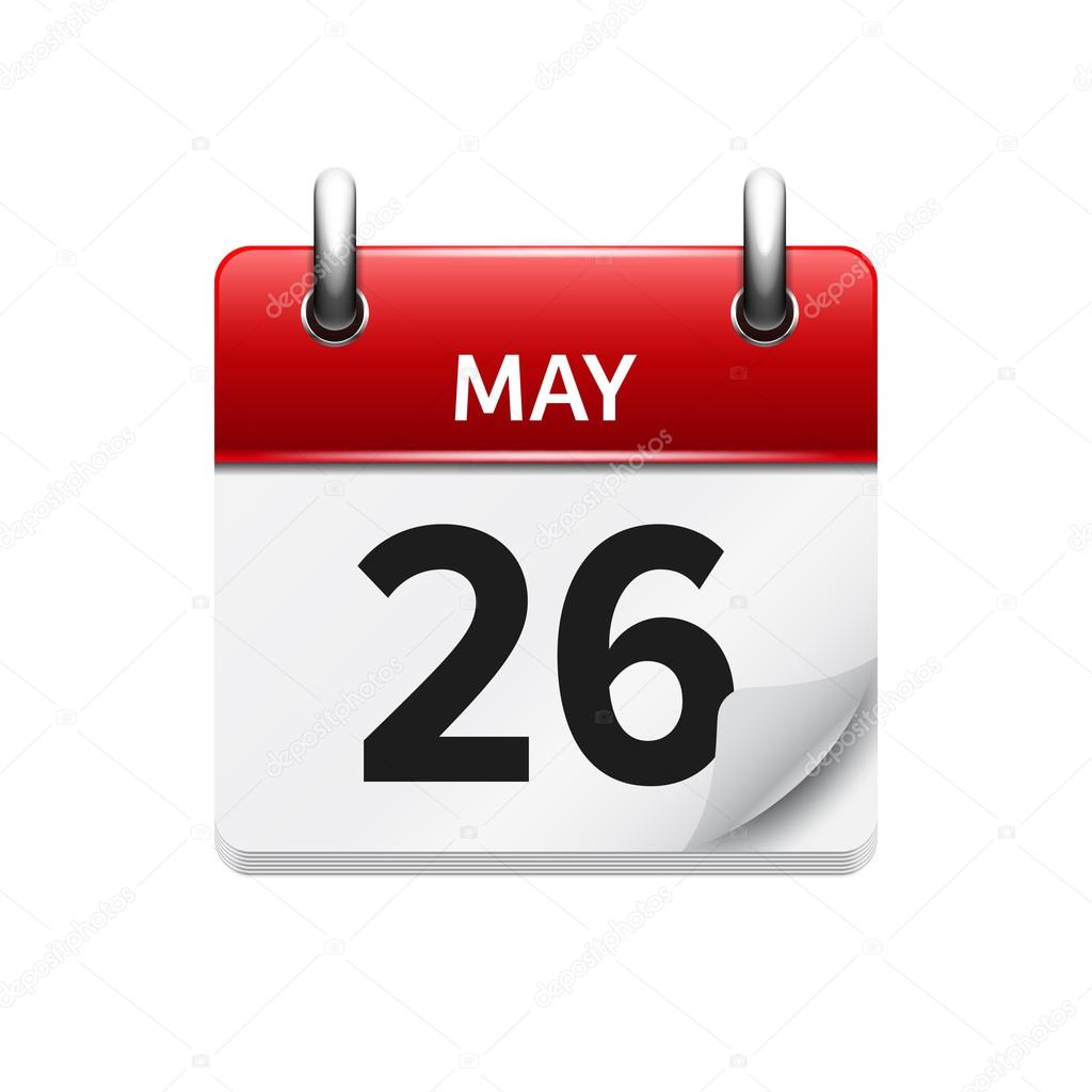 May 26 . Vector flat daily calendar icon. Date and time, day, month. Holiday.