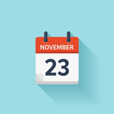 23 Kasım. Vektör düz günlük takvim simgesi. Tarih ve saat, gün, ay. Holiday.
