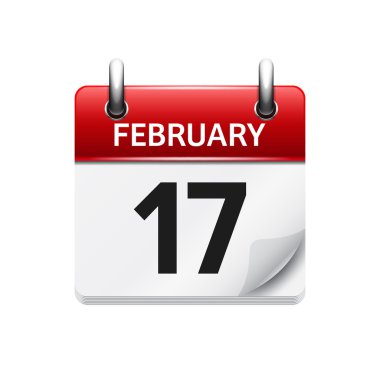 February 17. Vector flat daily calendar icon. Date and time, day, month. Holiday.