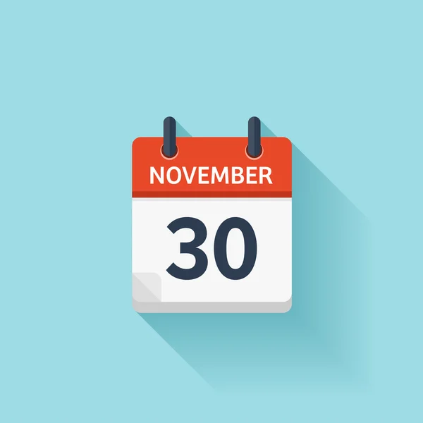 30. listopadu. Ikona vektorové ploché denní složky Datum a čas, den, měsíc. Dovolená. — Stockový vektor