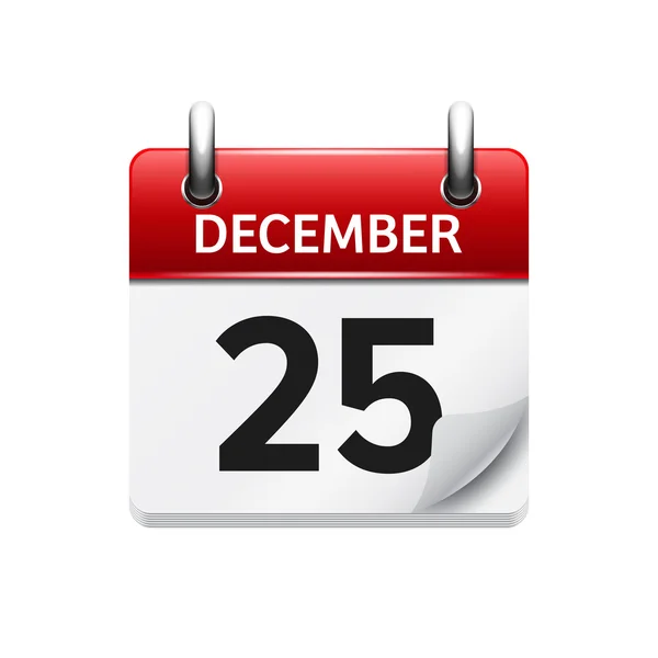 25 Desember. Ikon kalender rata rata vektor harian. Tanggal dan waktu, hari, bulan. Liburan . - Stok Vektor