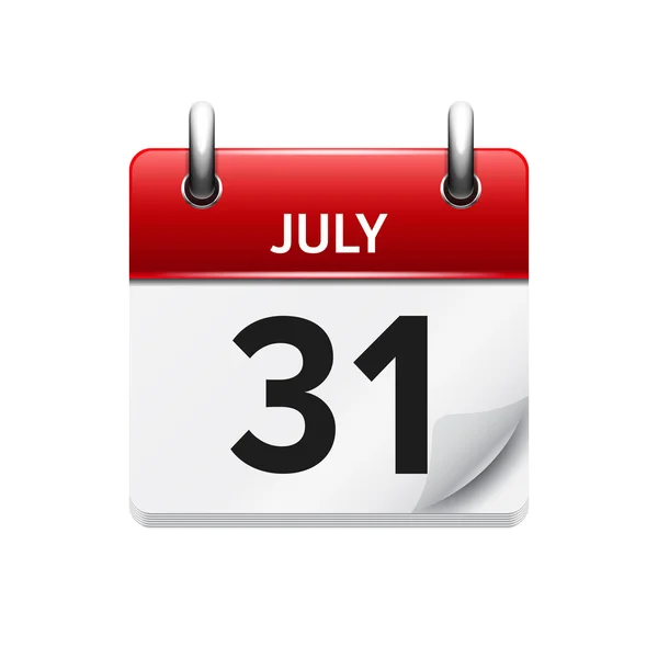 31 de julio. Vector plano icono de calendario diario. Fecha y hora, día, mes. Vacaciones . — Archivo Imágenes Vectoriales