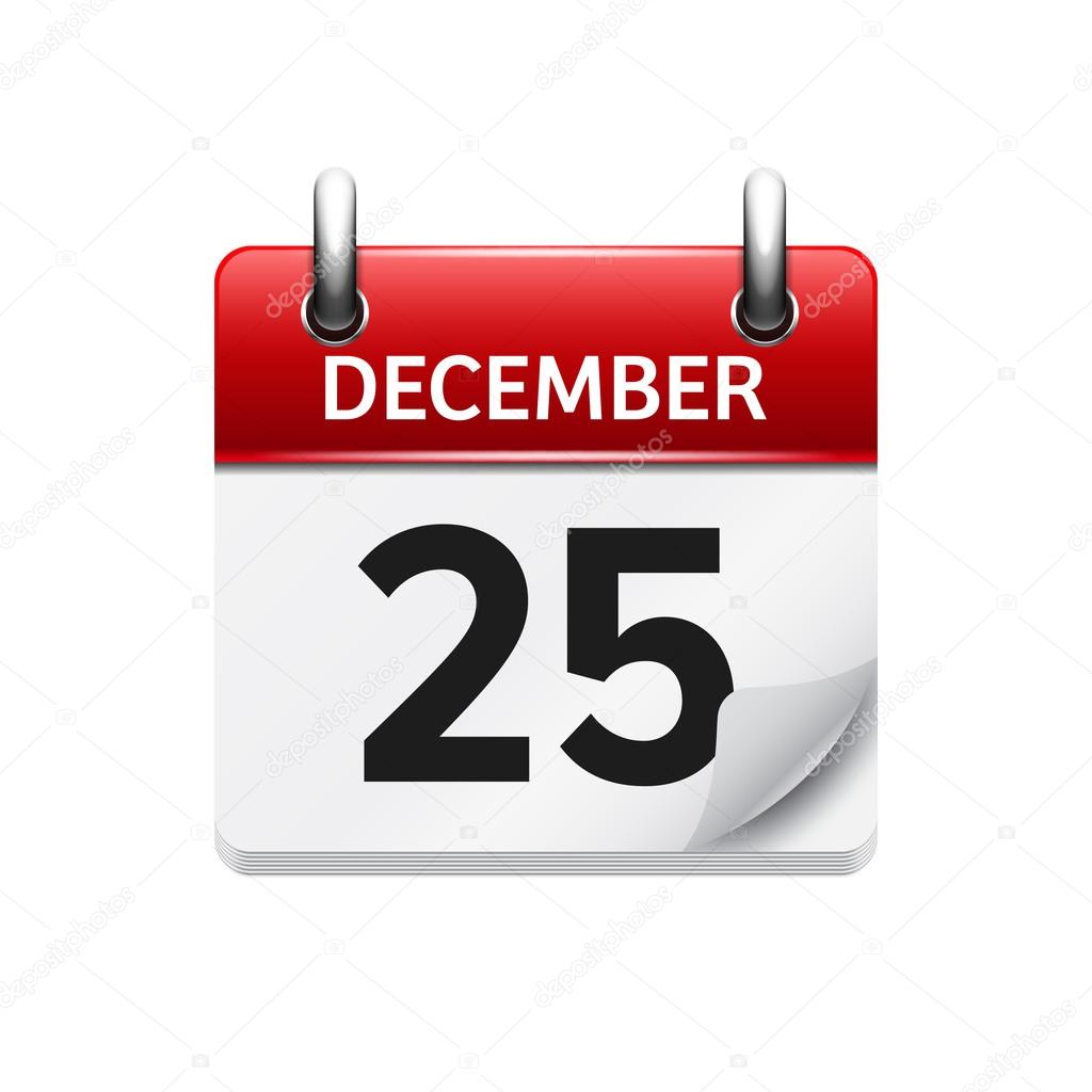 December  25. Vector flat daily calendar icon. Date and time, day, month. Holiday.