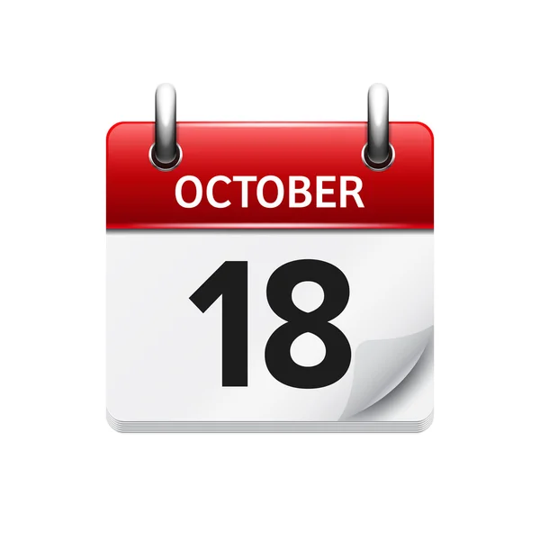 October 18 . Vector flat daily calendar icon. Date and time, day, month. Holiday. — Stock Vector