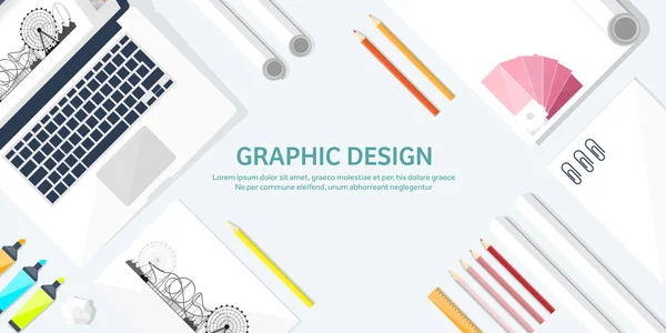 Grafische webdesign. Tekenen en schilderen. Ontwikkeling. Illustratie, schetsen, freelance. Gebruikersinterface. UI. Computer, laptop. — Stockvector