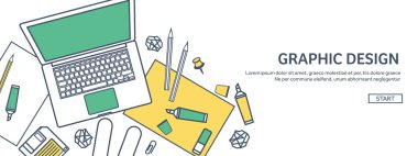 Lined, ouline flat graphic web design. Drawing and painting. Development. Illustration, sketching, freelance. User interface. UI. Computer, laptop.