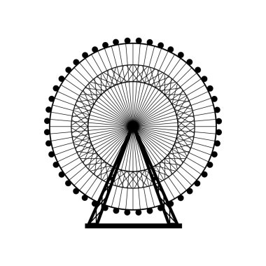 Dönme dolap siluet, daire. Karnaval. Lunapark arka plan. Carousel, hareket. Vektör çizim.