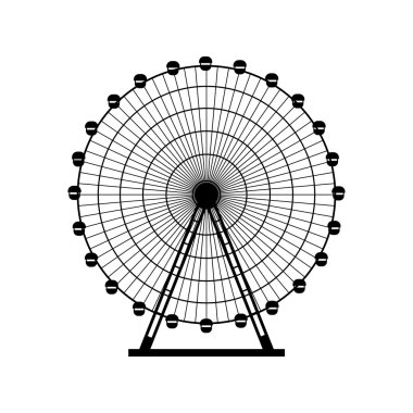 Dönme dolap siluet, daire. Karnaval. Lunapark arka plan. Carousel, hareket. Vektör çizim.