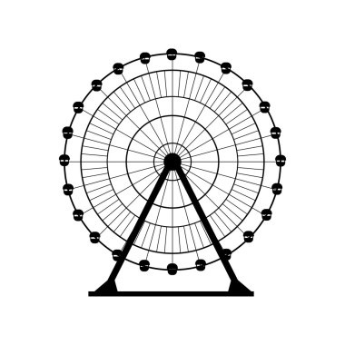 Dönme dolap siluet, daire. Karnaval. Lunapark arka plan. Carousel, hareket. Vektör çizim.