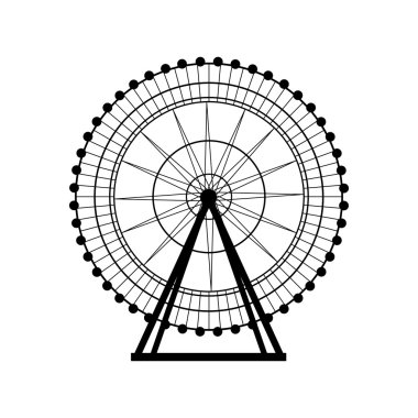 Dönme dolap siluet, daire. Karnaval. Lunapark arka plan. Carousel, hareket. Vektör çizim.