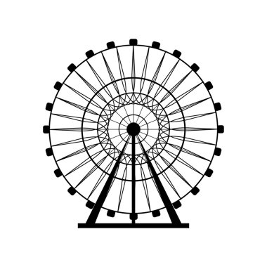 Dönme dolap siluet, daire. Karnaval. Lunapark arka plan. Carousel, hareket. Vektör çizim.