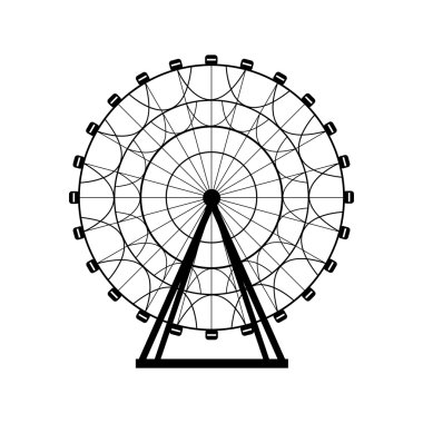 Dönme dolap siluet, daire. Karnaval. Lunapark arka plan. Carousel, hareket. Vektör çizim.