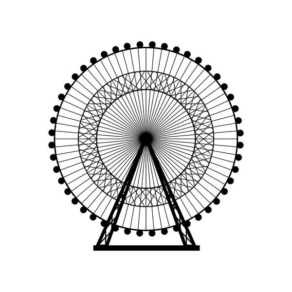 Silhueta de roda gigante, círculo. Carnaval. Fundo da feira. Carrossel, movimento. Ilustração vetorial . — Vetor de Stock