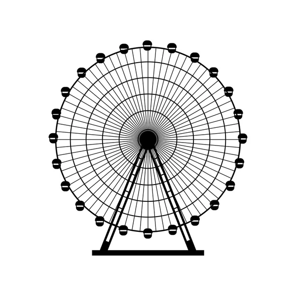 Dönme dolap siluet, daire. Karnaval. Lunapark arka plan. Carousel, hareket. Vektör çizim.