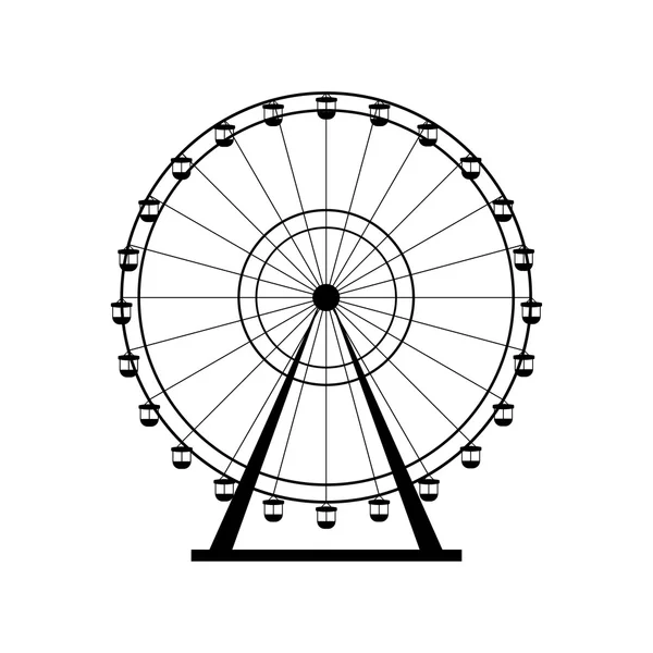 Silhouette de grande roue, cercle. Carnaval. Funfair background.Carrousel, motion. Illustration vectorielle . — Image vectorielle