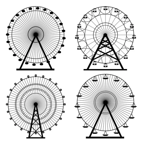 Silhouette de grande roue, cercle. Carnaval. Funfair background.Carrousel, motion. Illustration vectorielle . — Image vectorielle