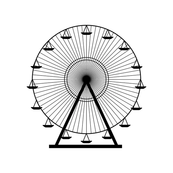 Silhueta de roda gigante, círculo. Carnaval. Fundo da feira. Carrossel, movimento. Ilustração vetorial . — Vetor de Stock